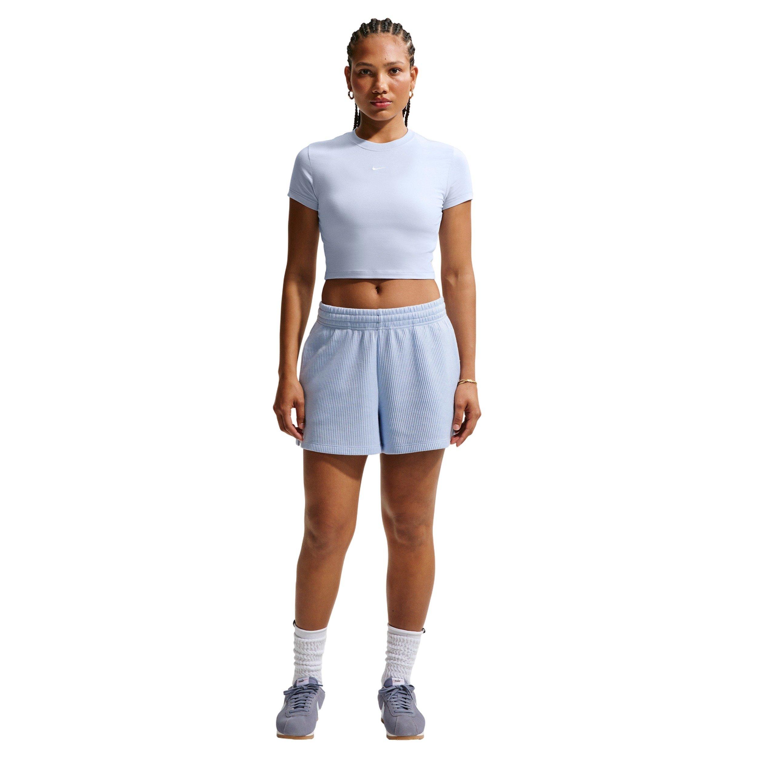 Nike Women's Sportswear Chill Waffle Loose Mid-Rise Shorts - BLUE